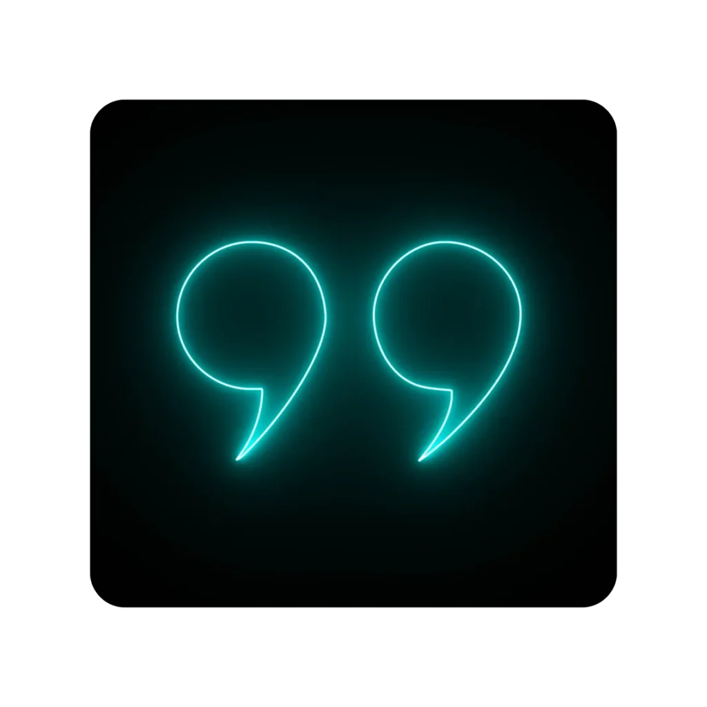Neon quotation mark graphic
